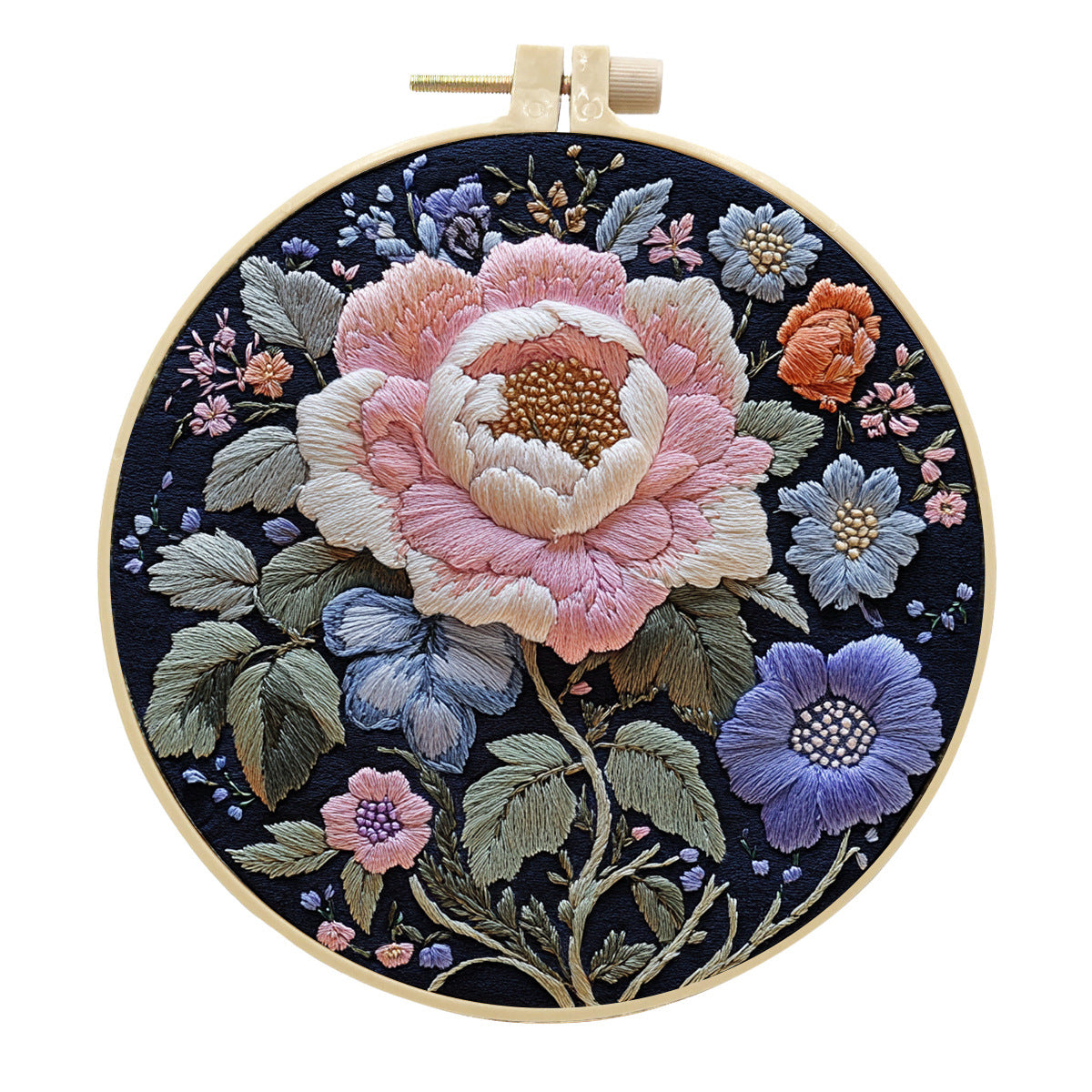 Song Of Flowers - DIY Embroidery Cross Stitch Kit with Pattern Cotton Threads Needles Hoop 30x30CM/11.81x11.81in