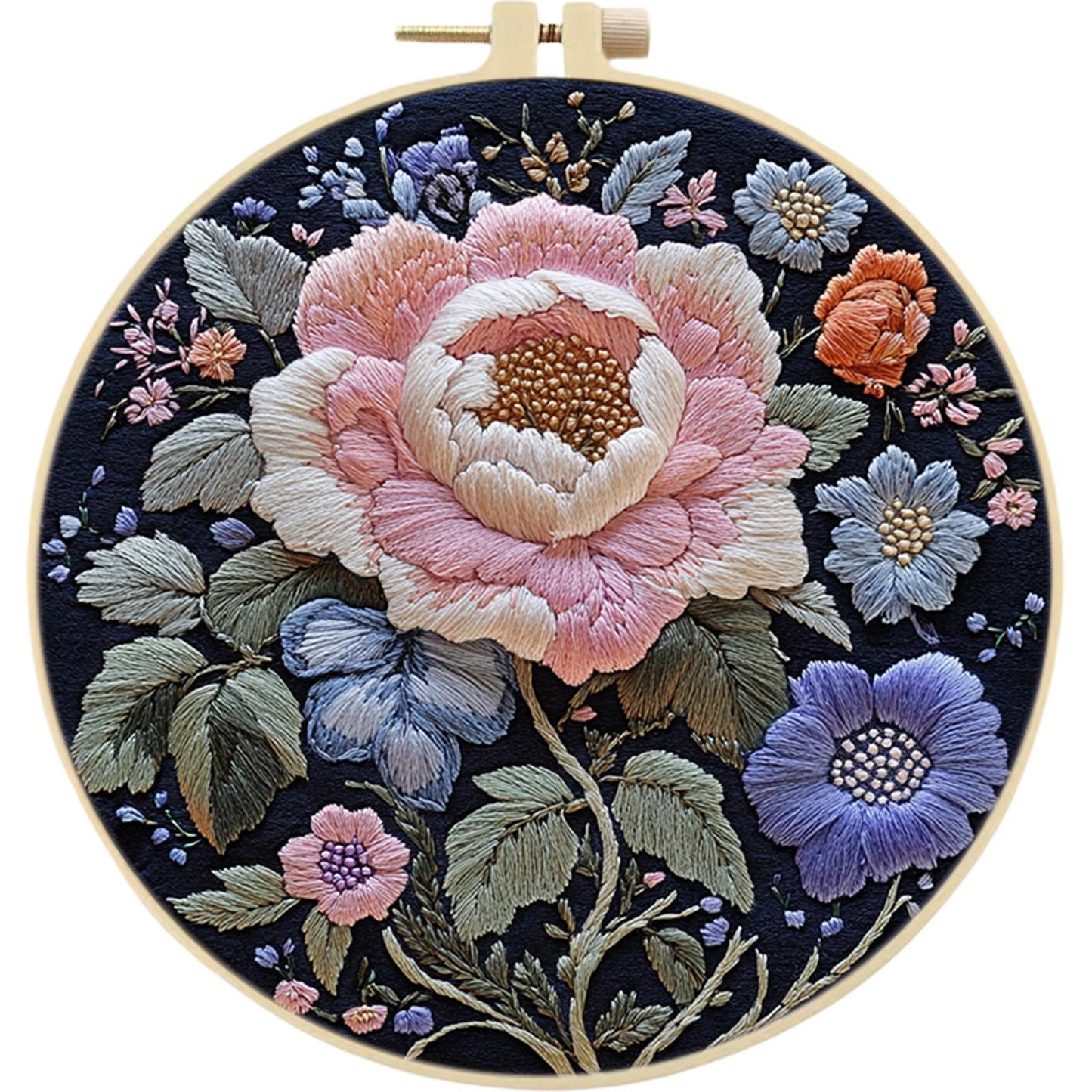 Song Of Flowers - DIY Embroidery Cross Stitch Kit with Pattern Cotton Threads Needles Hoop 30x30CM/11.81x11.81in
