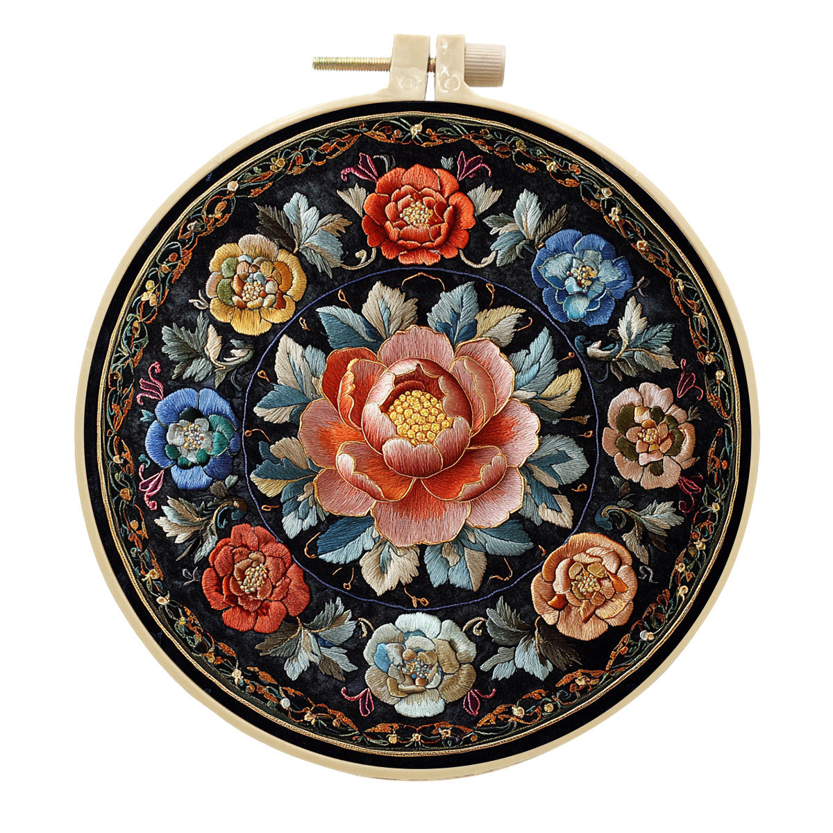 Flower Dream - DIY Embroidery Cross Stitch Kit with Pattern Cotton Threads Needles Hoop 30x30CM/11.81x11.81in