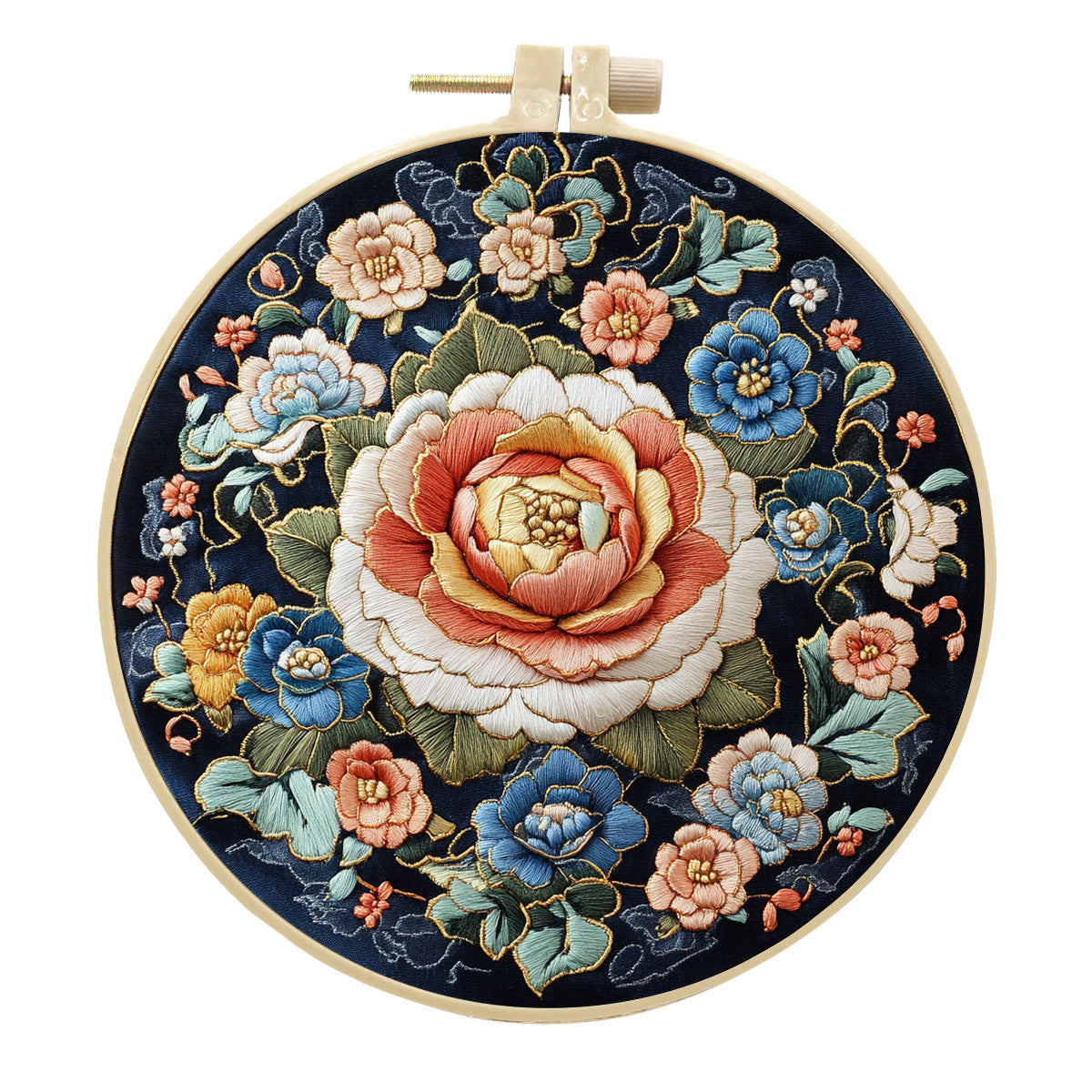 Beauty Of Flowers - DIY Embroidery Cross Stitch Kit with Pattern Cotton Threads Needles Hoop 30x30CM/11.81x11.81in