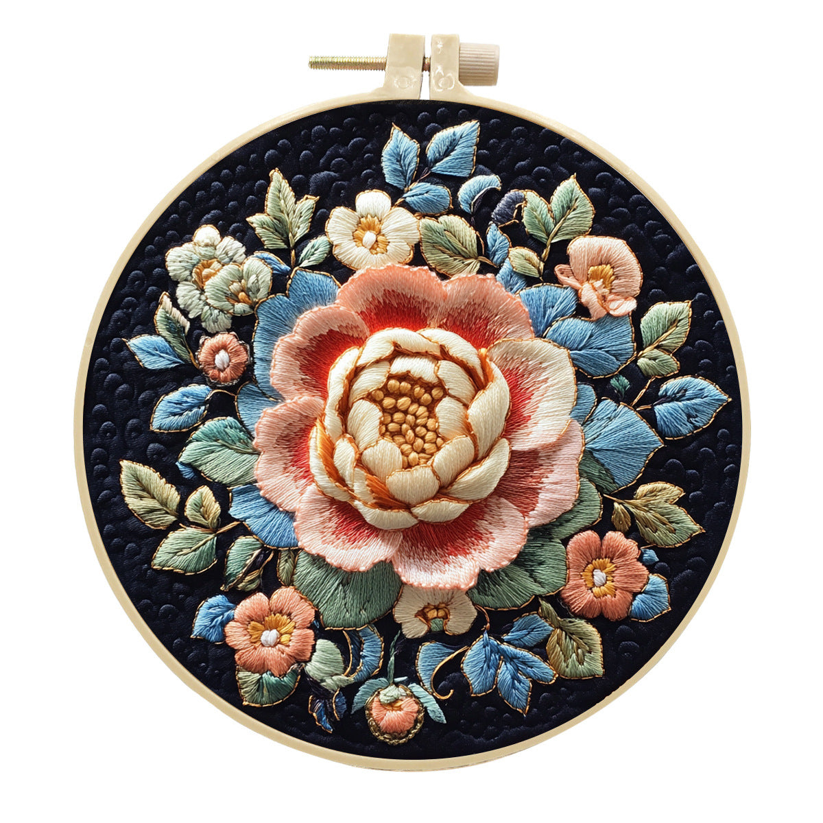Flower & Snow - DIY Embroidery Cross Stitch Kit with Pattern Cotton Threads Needles Hoop 30x30CM/11.81x11.81in