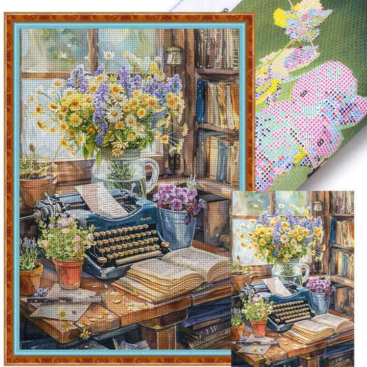 Study Scenery - Full 11CT Stamped Cross Stitch 40x60CM - Huacan