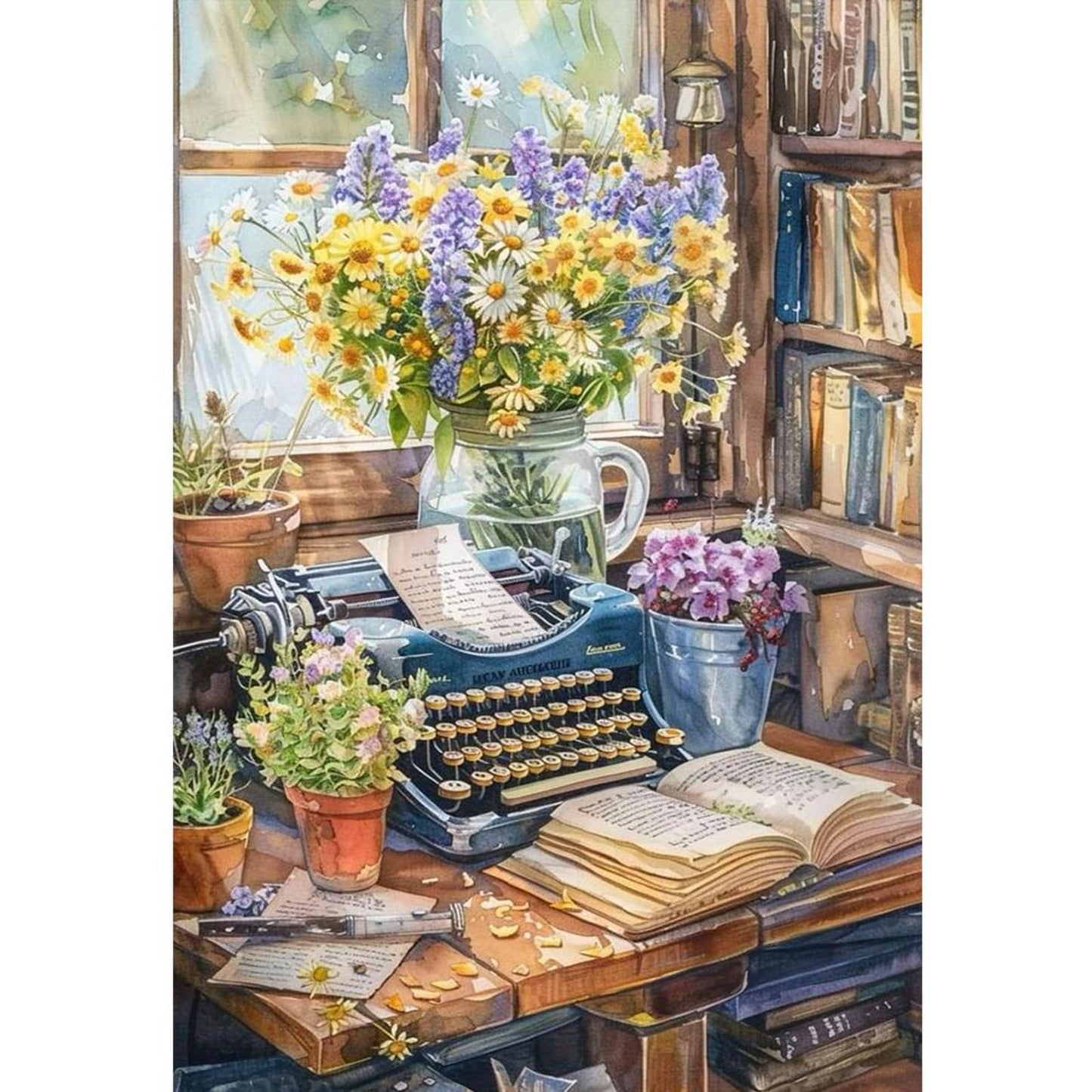 Study Scenery - Full 11CT Stamped Cross Stitch 40x60CM - Huacan