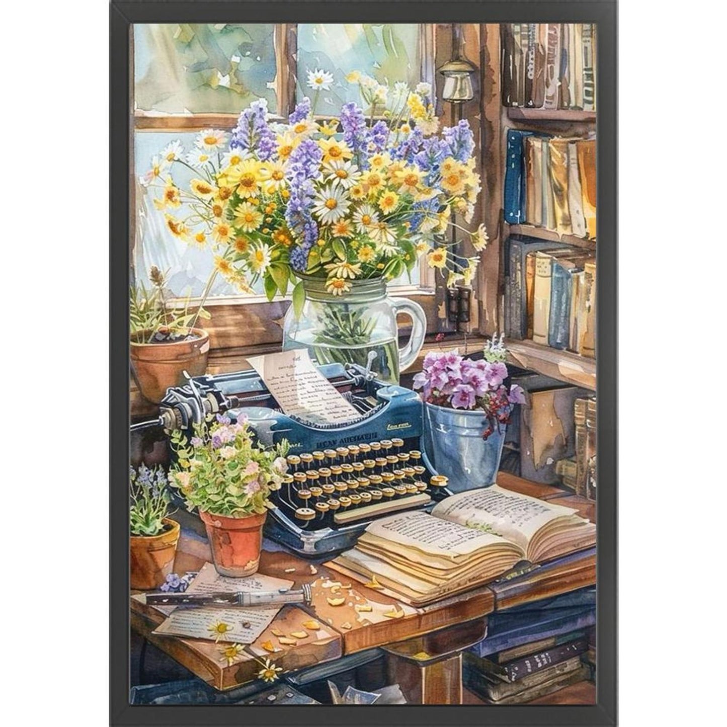 Study Scenery - Full 11CT Stamped Cross Stitch 40x60CM - Huacan