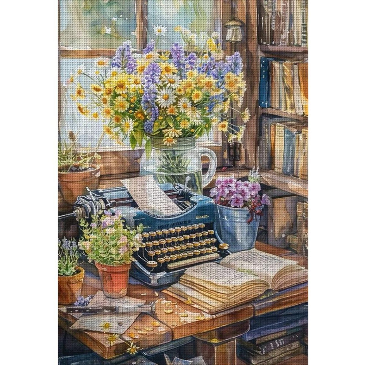 Study Scenery - Full 11CT Stamped Cross Stitch 40x60CM - Huacan