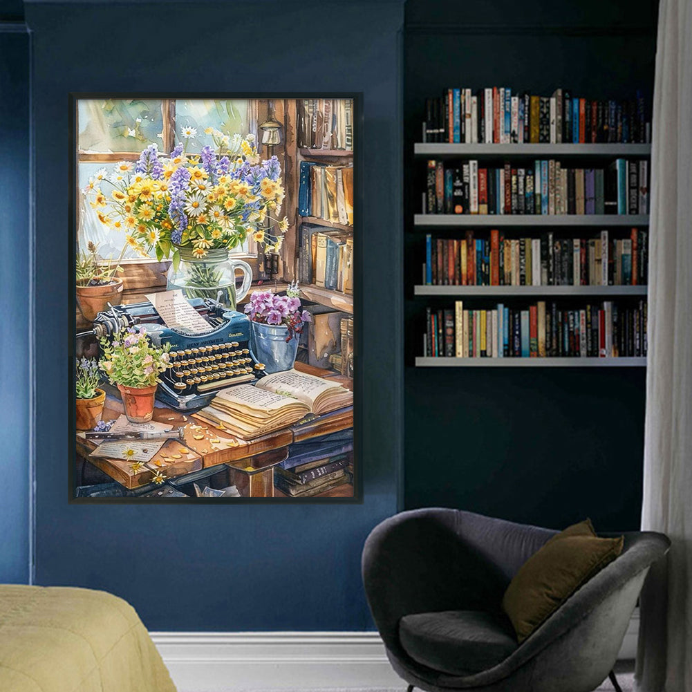 Study Scenery - Full 11CT Stamped Cross Stitch 40x60CM - Huacan