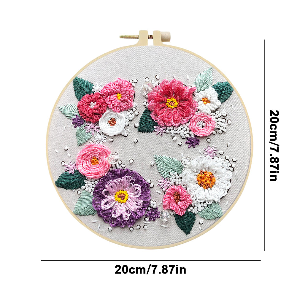 A Hundred Flowers In Bloom - DIY Embroidery Cross Stitch Kit with Pattern Cotton Threads Needles Hoop 30x30CM/11.81x11.81in