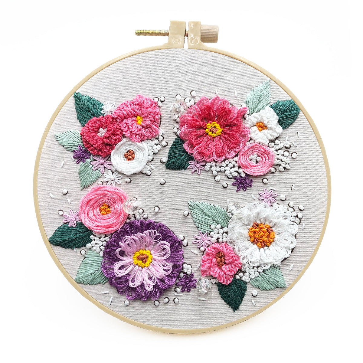 A Hundred Flowers In Bloom - DIY Embroidery Cross Stitch Kit with Pattern Cotton Threads Needles Hoop 30x30CM/11.81x11.81in