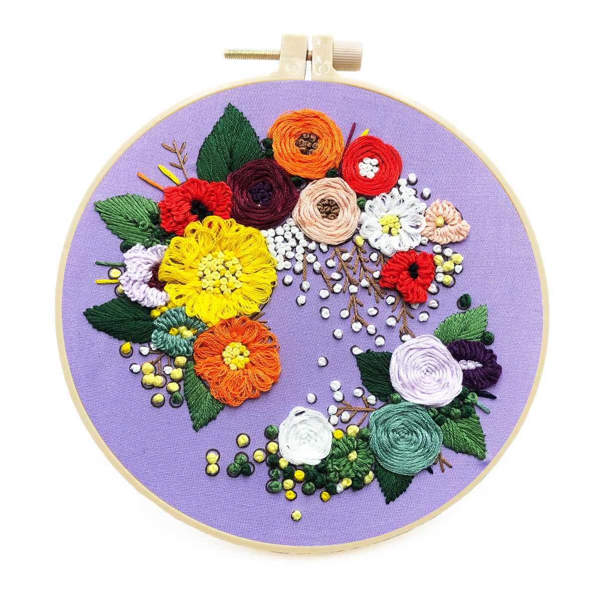 Graceful Blooms - DIY Embroidery Cross Stitch Kit with Pattern Cotton Threads Needles Hoop 30x30CM/11.81x11.81in