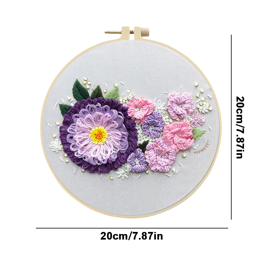 Budding Flowers - DIY Embroidery Cross Stitch Kit with Pattern Cotton Threads Needles Hoop 30x30CM/11.81x11.81in