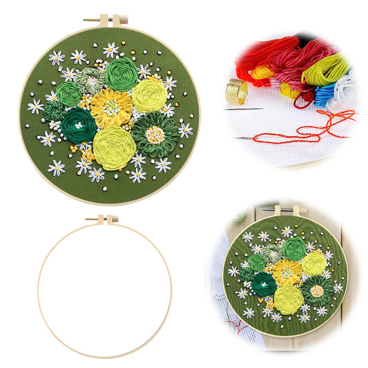Bright Moonlight - DIY Embroidery Cross Stitch Kit with Pattern Cotton Threads Needles Hoop 30x30CM/11.81x11.81in