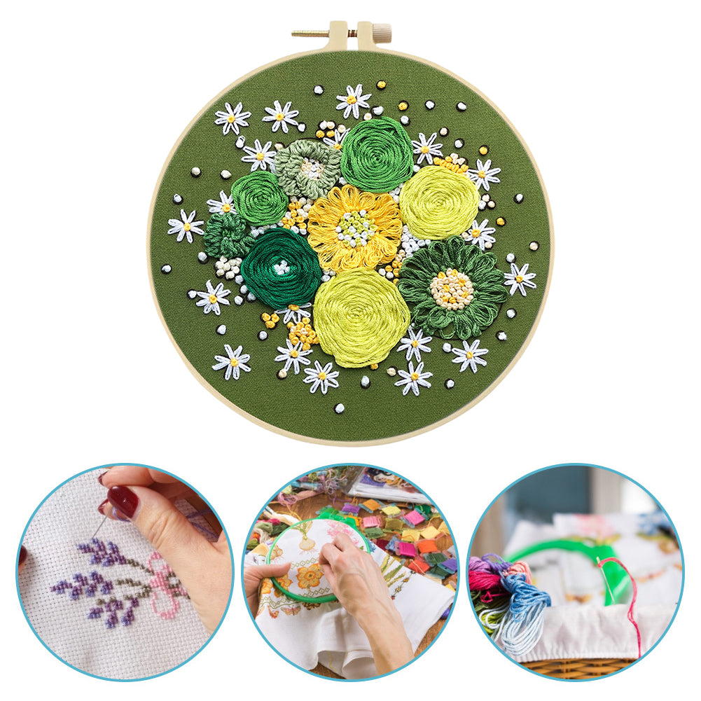 Bright Moonlight - DIY Embroidery Cross Stitch Kit with Pattern Cotton Threads Needles Hoop 30x30CM/11.81x11.81in