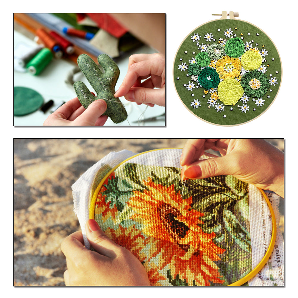 Bright Moonlight - DIY Embroidery Cross Stitch Kit with Pattern Cotton Threads Needles Hoop 30x30CM/11.81x11.81in