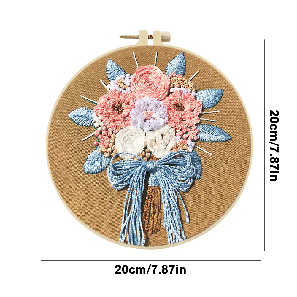 Love Bouquet - DIY Embroidery Cross Stitch Kit with Pattern Cotton Threads Needles Hoop 30x30CM/11.81x11.81in