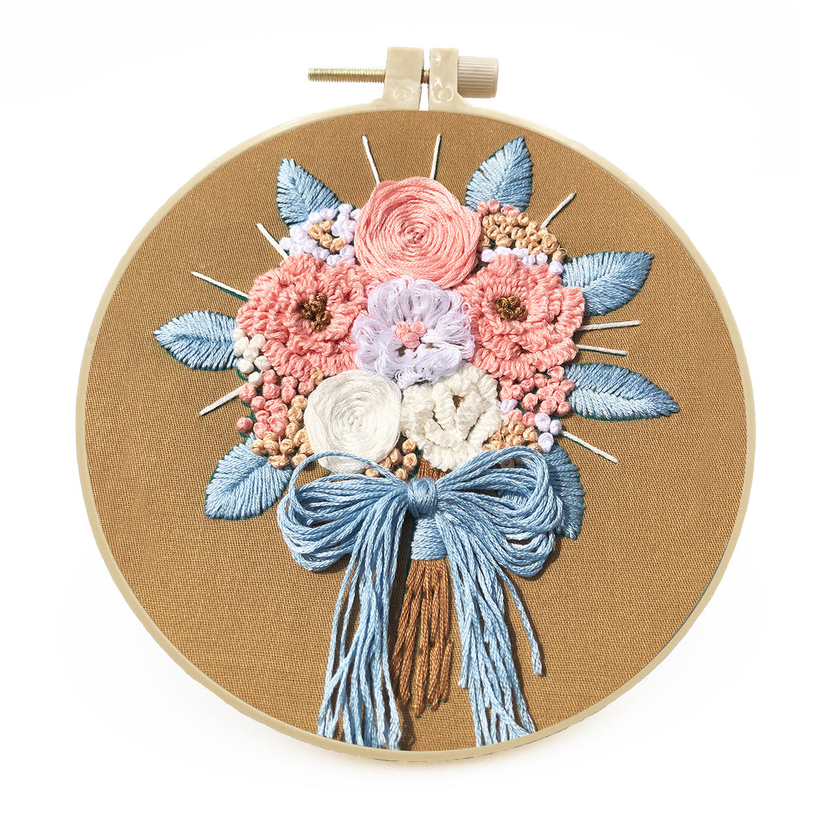 Love Bouquet - DIY Embroidery Cross Stitch Kit with Pattern Cotton Threads Needles Hoop 30x30CM/11.81x11.81in