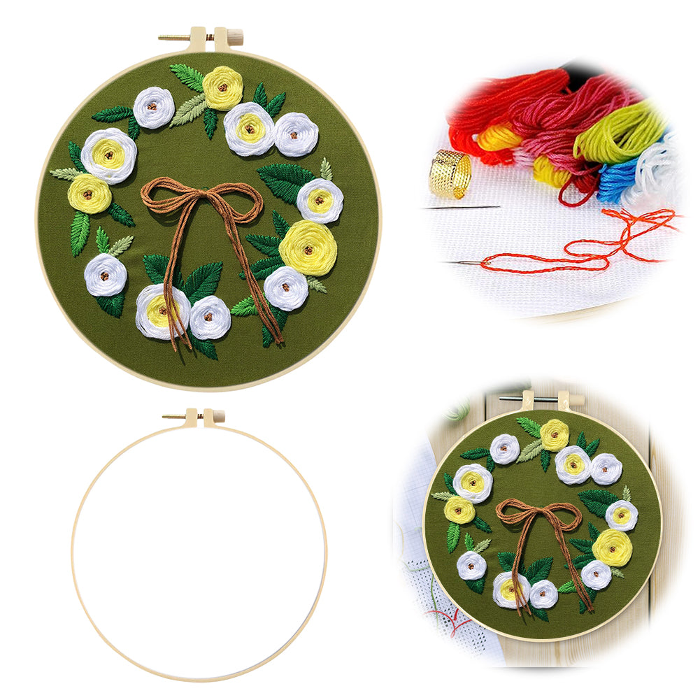Fragrant Bouquet - DIY Embroidery Cross Stitch Kit with Pattern Cotton Threads Needles Hoop 30x30CM/11.81x11.81in