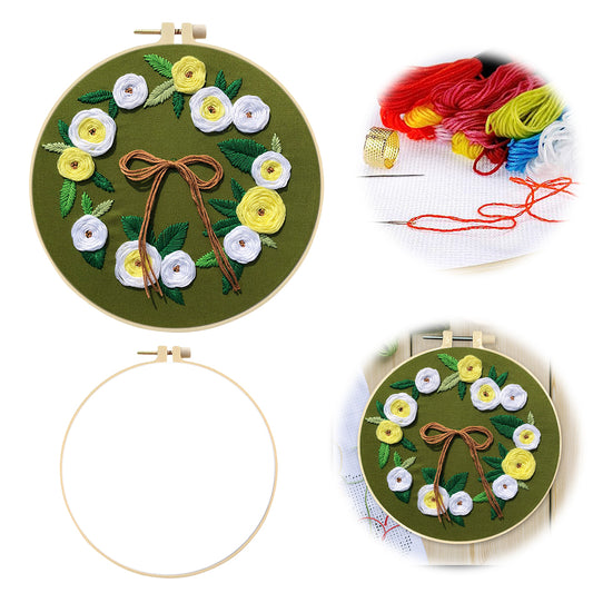 Fragrant Bouquet - DIY Embroidery Cross Stitch Kit with Pattern Cotton Threads Needles Hoop 30x30CM/11.81x11.81in