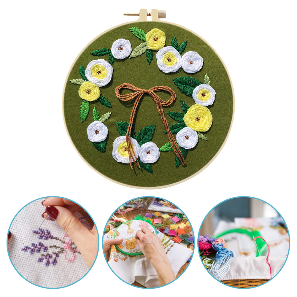 Fragrant Bouquet - DIY Embroidery Cross Stitch Kit with Pattern Cotton Threads Needles Hoop 30x30CM/11.81x11.81in