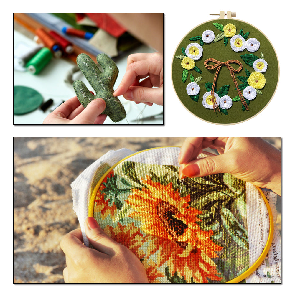 Fragrant Bouquet - DIY Embroidery Cross Stitch Kit with Pattern Cotton Threads Needles Hoop 30x30CM/11.81x11.81in