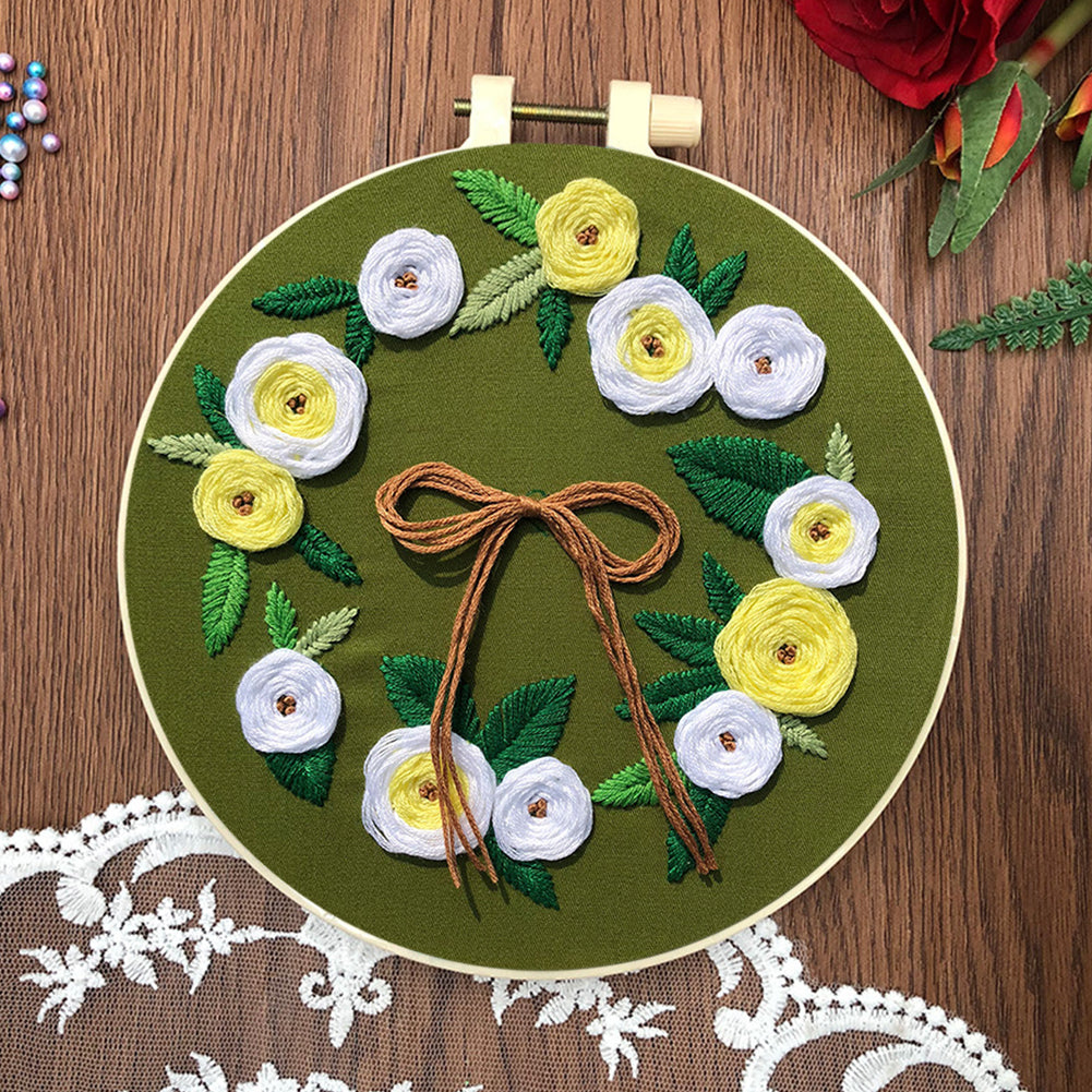 Fragrant Bouquet - DIY Embroidery Cross Stitch Kit with Pattern Cotton Threads Needles Hoop 30x30CM/11.81x11.81in
