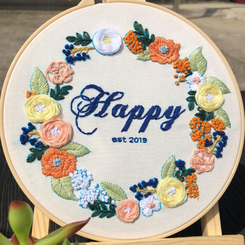 Blossoming City - DIY Embroidery Cross Stitch Kit with Pattern Cotton Threads Needles Hoop 30x30CM/11.81x11.81in