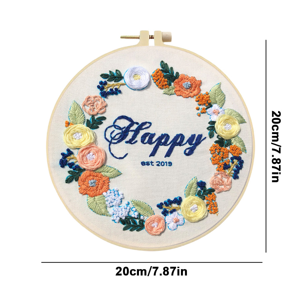 Blossoming City - DIY Embroidery Cross Stitch Kit with Pattern Cotton Threads Needles Hoop 30x30CM/11.81x11.81in