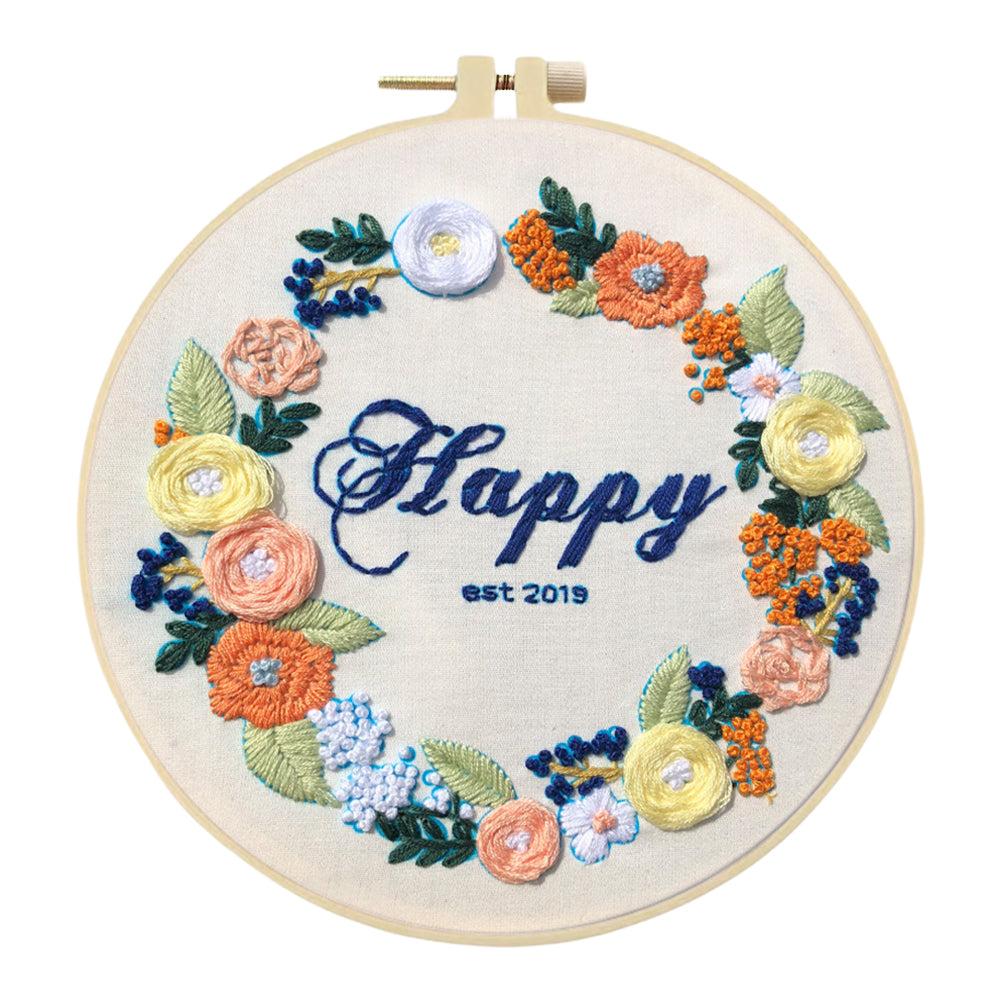 Blossoming City - DIY Embroidery Cross Stitch Kit with Pattern Cotton Threads Needles Hoop 30x30CM/11.81x11.81in
