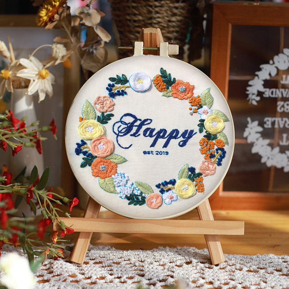 Blossoming City - DIY Embroidery Cross Stitch Kit with Pattern Cotton Threads Needles Hoop 30x30CM/11.81x11.81in