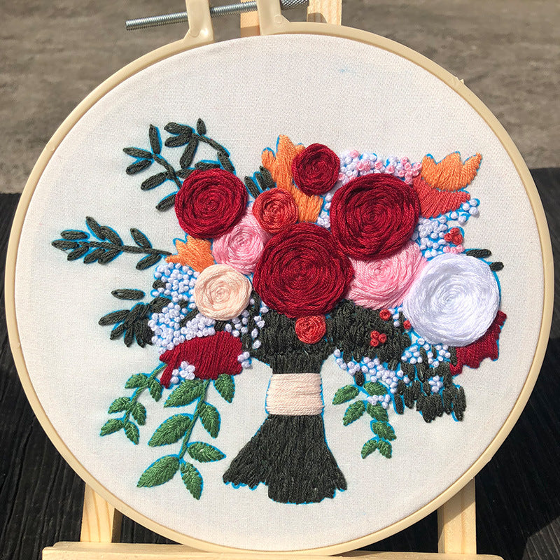 True Love Forever - DIY Embroidery Cross Stitch Kit with Pattern Cotton Threads Needles Hoop 30x30CM/11.81x11.81in