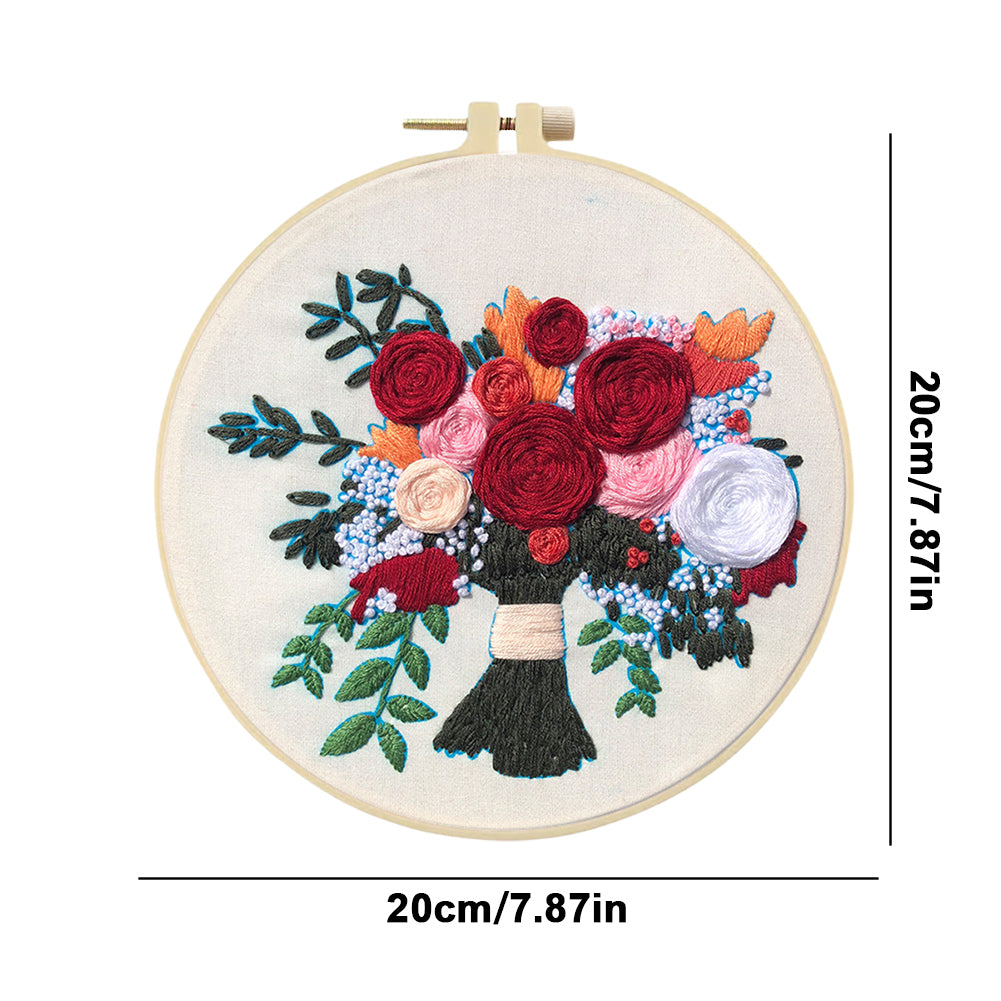 True Love Forever - DIY Embroidery Cross Stitch Kit with Pattern Cotton Threads Needles Hoop 30x30CM/11.81x11.81in