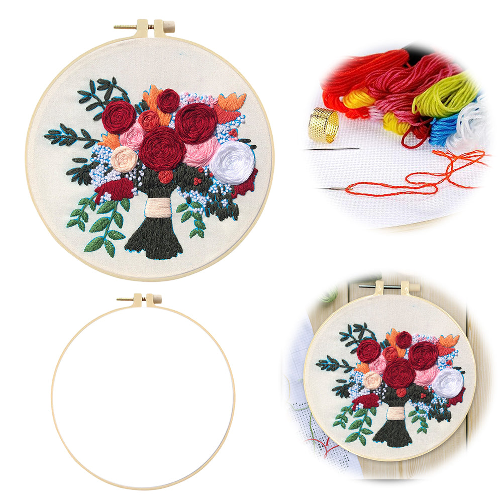 True Love Forever - DIY Embroidery Cross Stitch Kit with Pattern Cotton Threads Needles Hoop 30x30CM/11.81x11.81in