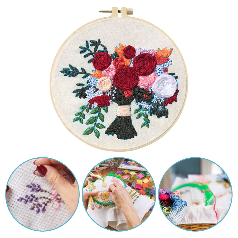 True Love Forever - DIY Embroidery Cross Stitch Kit with Pattern Cotton Threads Needles Hoop 30x30CM/11.81x11.81in