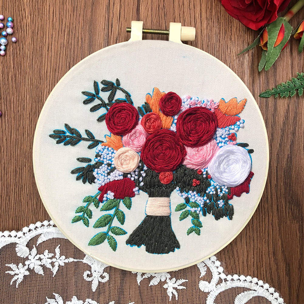 True Love Forever - DIY Embroidery Cross Stitch Kit with Pattern Cotton Threads Needles Hoop 30x30CM/11.81x11.81in