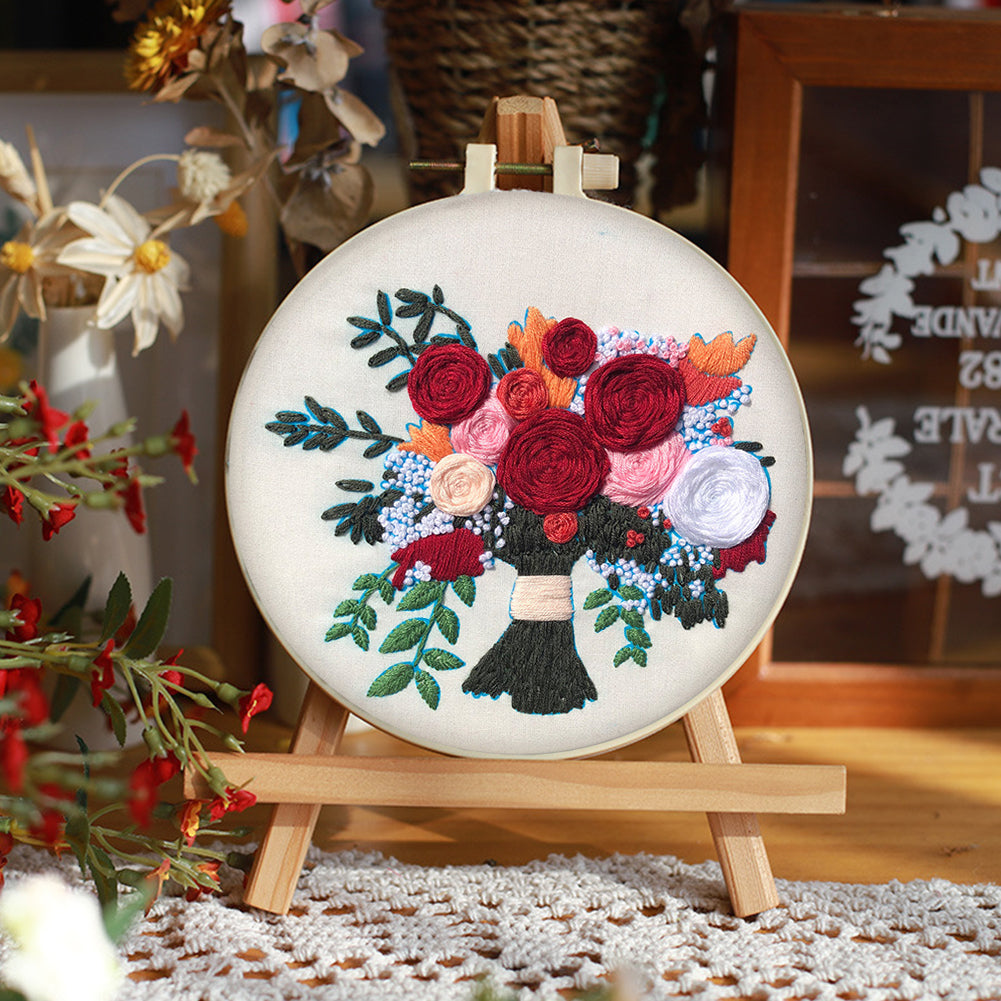 True Love Forever - DIY Embroidery Cross Stitch Kit with Pattern Cotton Threads Needles Hoop 30x30CM/11.81x11.81in