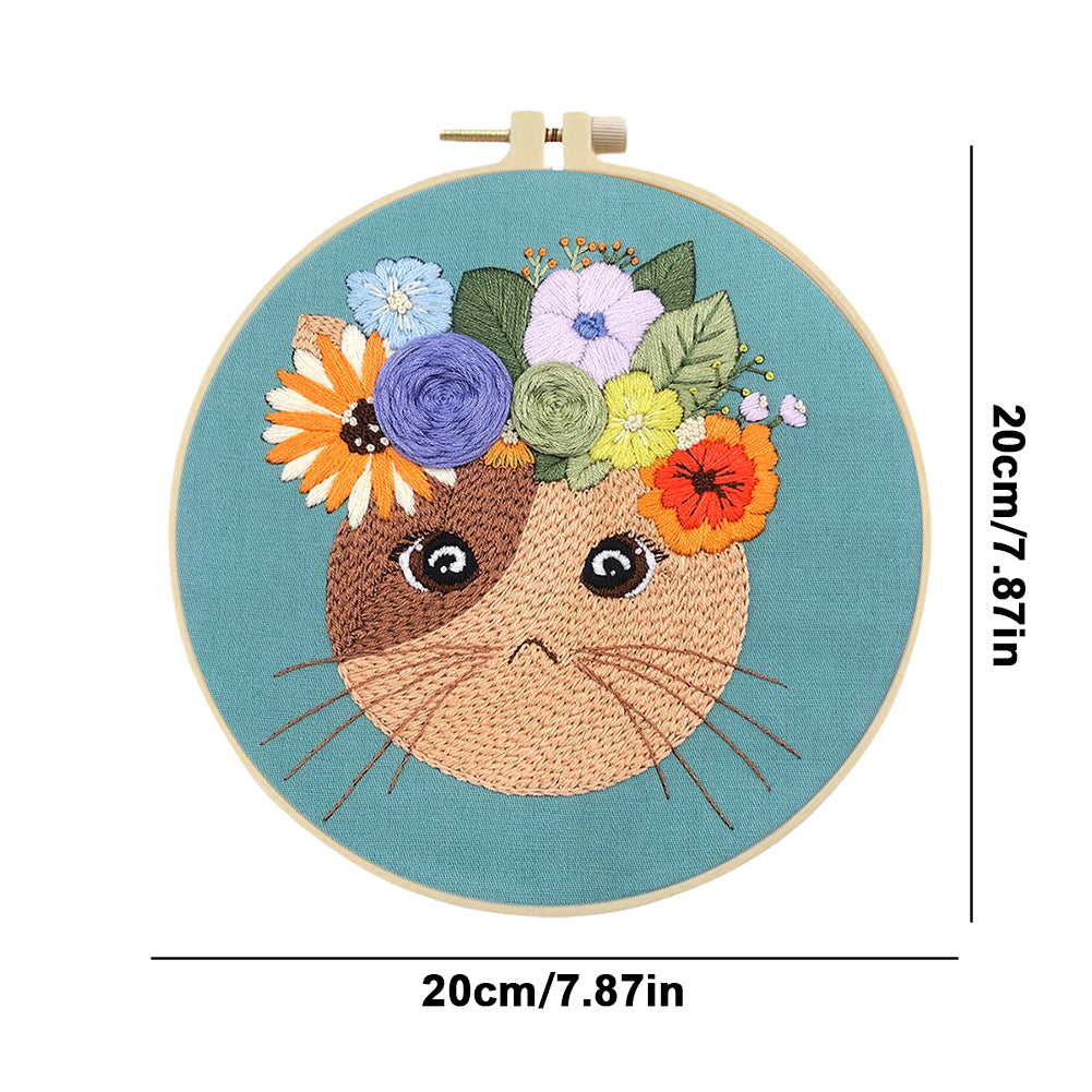 Lovely Cat - DIY Embroidery Cross Stitch Kit with Pattern Cotton Threads Needles Hoop 30x30CM/11.81x11.81in
