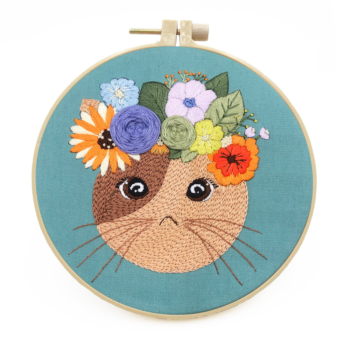 Lovely Cat - DIY Embroidery Cross Stitch Kit with Pattern Cotton Threads Needles Hoop 30x30CM/11.81x11.81in
