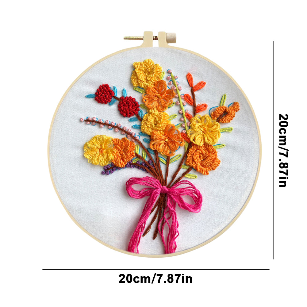 Fragrant Flower Bouquet - DIY Embroidery Cross Stitch Kit with Pattern Cotton Threads Needles Hoop 30x30CM/11.81x11.81in