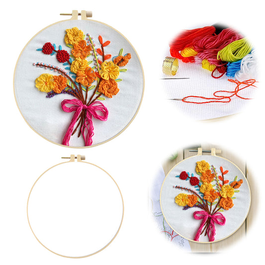 Fragrant Flower Bouquet - DIY Embroidery Cross Stitch Kit with Pattern Cotton Threads Needles Hoop 30x30CM/11.81x11.81in