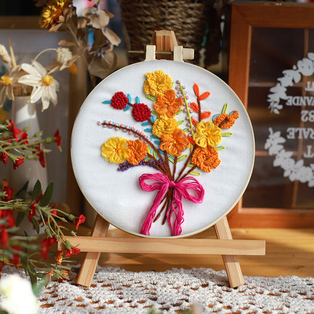 Fragrant Flower Bouquet - DIY Embroidery Cross Stitch Kit with Pattern Cotton Threads Needles Hoop 30x30CM/11.81x11.81in