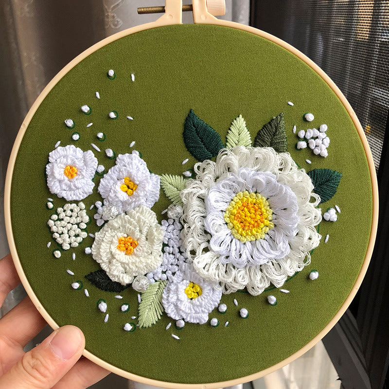 Fresh Flower Bouquet - DIY Embroidery Cross Stitch Kit with Pattern Cotton Threads Needles Hoop 30x30CM/11.81x11.81in