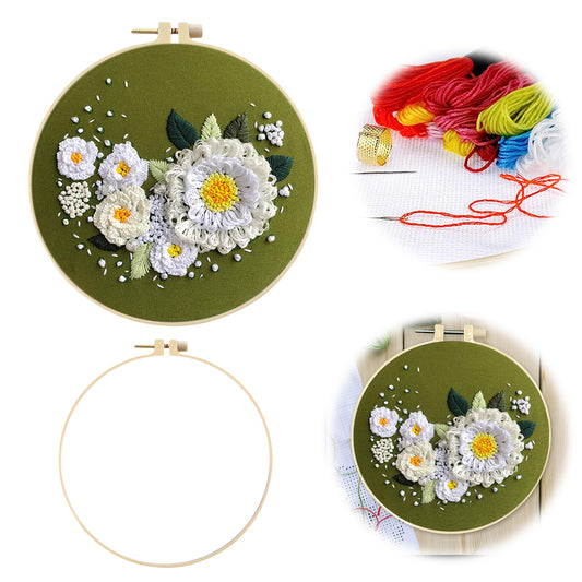 Fresh Flower Bouquet - DIY Embroidery Cross Stitch Kit with Pattern Cotton Threads Needles Hoop 30x30CM/11.81x11.81in