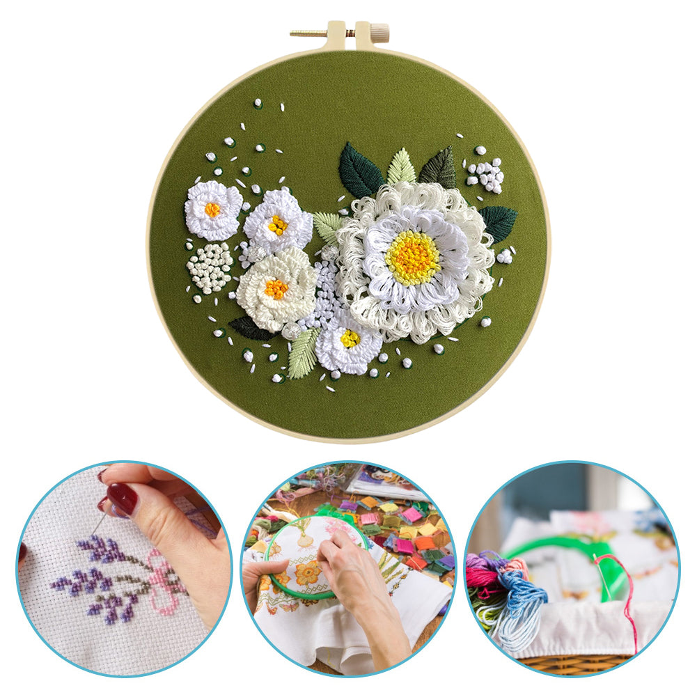 Fresh Flower Bouquet - DIY Embroidery Cross Stitch Kit with Pattern Cotton Threads Needles Hoop 30x30CM/11.81x11.81in