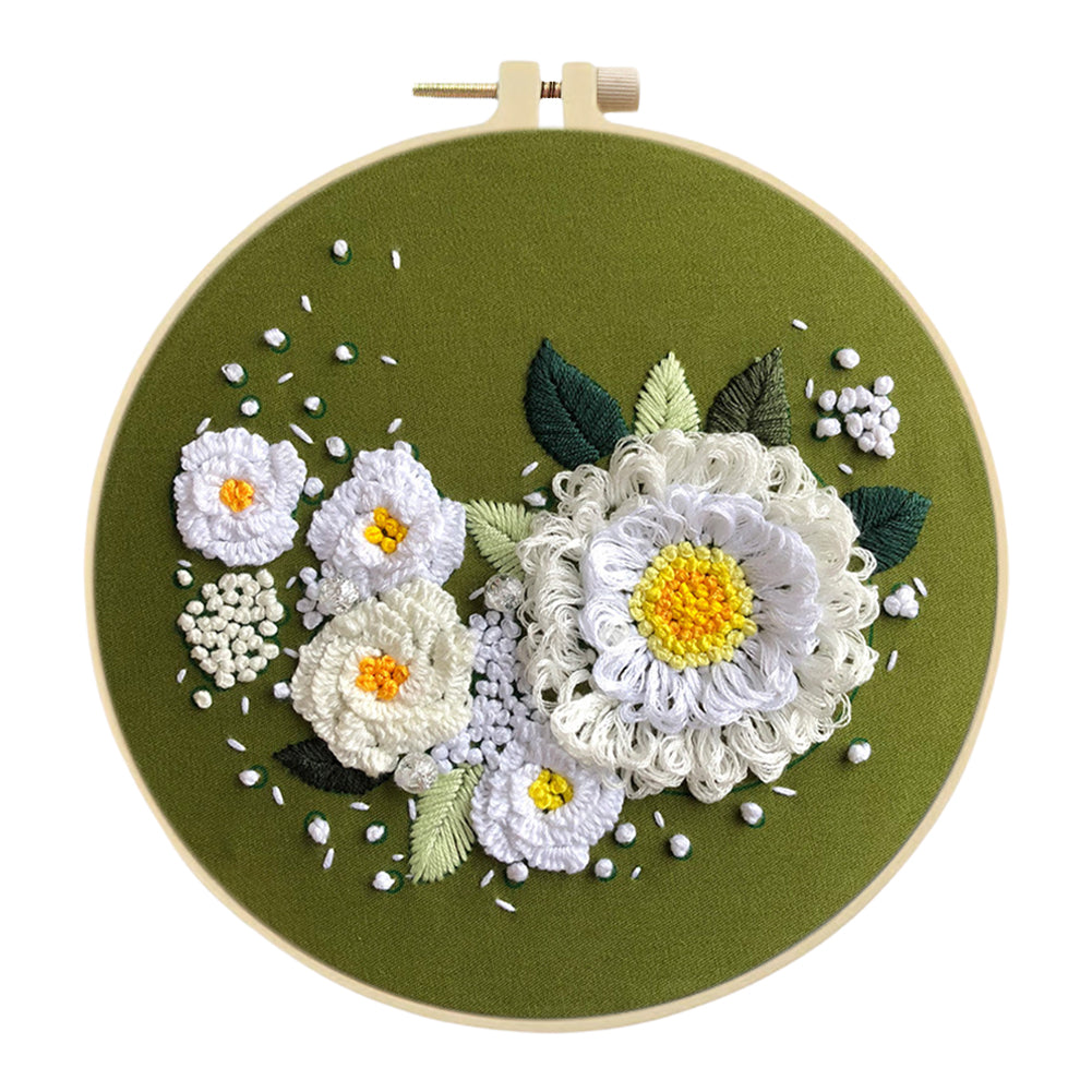 Fresh Flower Bouquet - DIY Embroidery Cross Stitch Kit with Pattern Cotton Threads Needles Hoop 30x30CM/11.81x11.81in