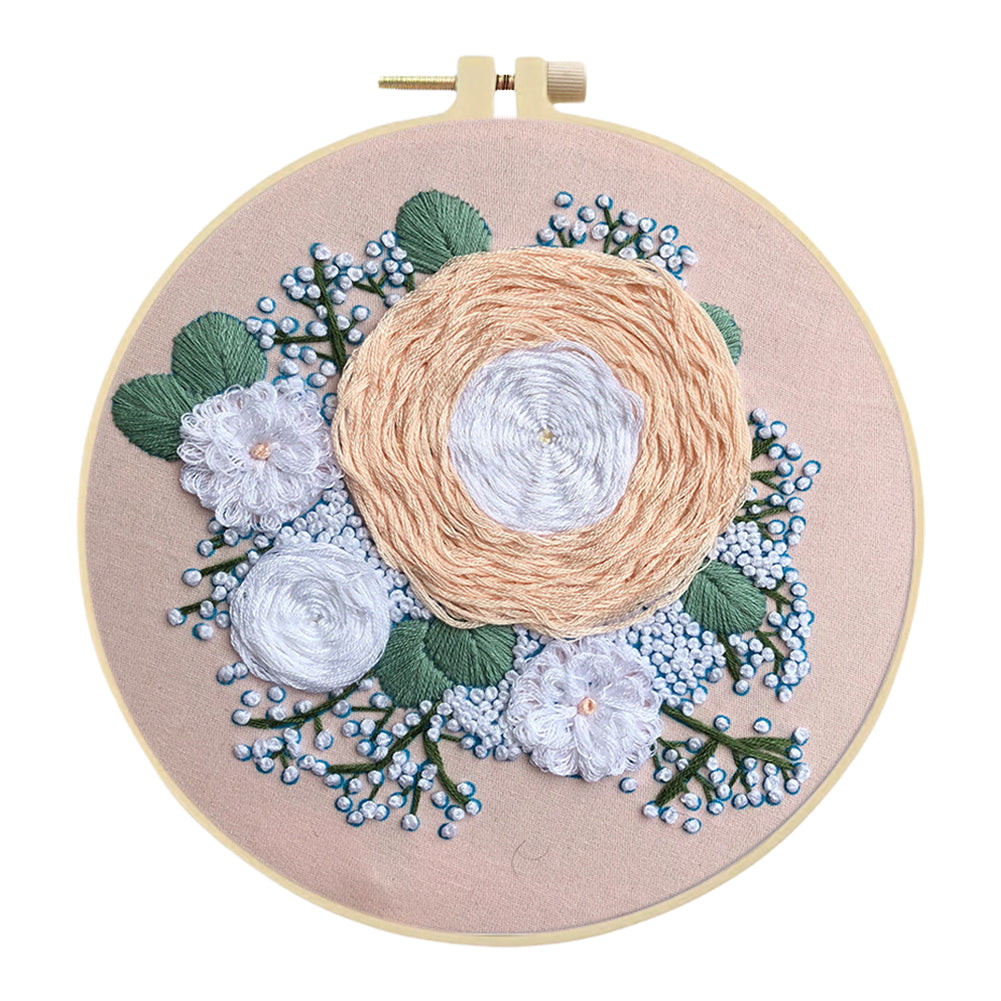 Elegant Wreath - DIY Embroidery Cross Stitch Kit with Pattern Cotton Threads Needles Hoop 30x30CM/11.81x11.81in