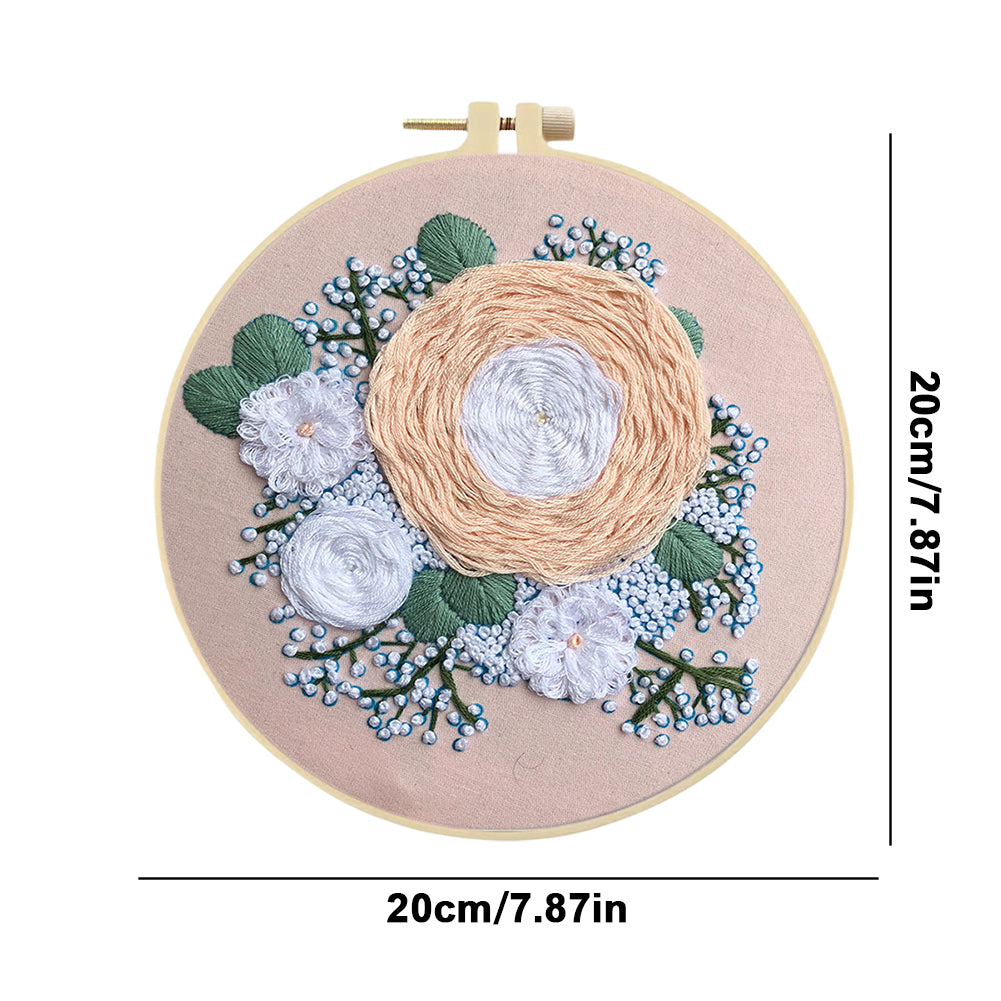 Elegant Wreath - DIY Embroidery Cross Stitch Kit with Pattern Cotton Threads Needles Hoop 30x30CM/11.81x11.81in