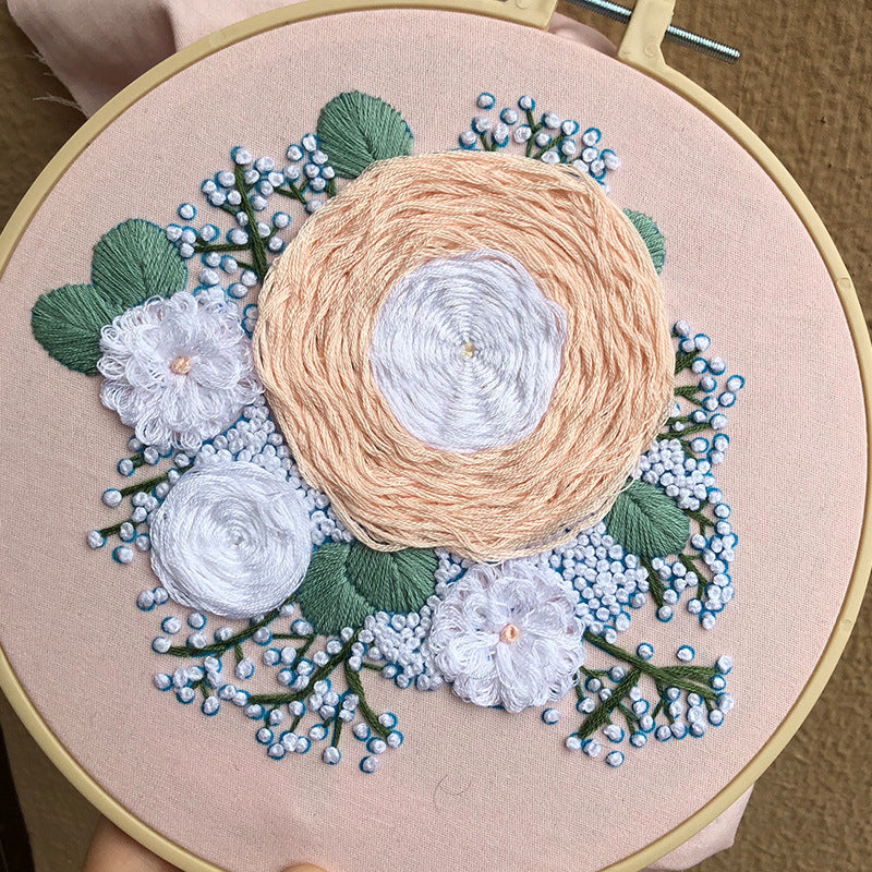 Elegant Wreath - DIY Embroidery Cross Stitch Kit with Pattern Cotton Threads Needles Hoop 30x30CM/11.81x11.81in
