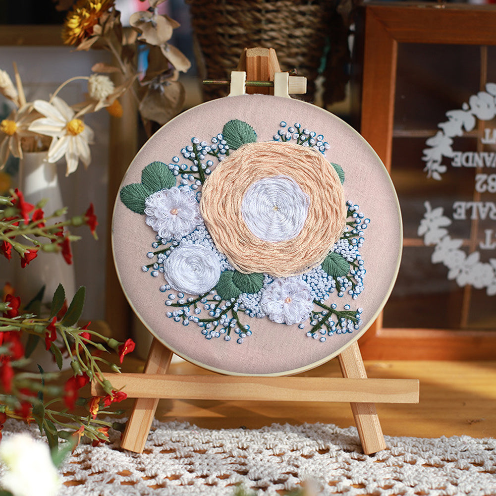 Elegant Wreath - DIY Embroidery Cross Stitch Kit with Pattern Cotton Threads Needles Hoop 30x30CM/11.81x11.81in