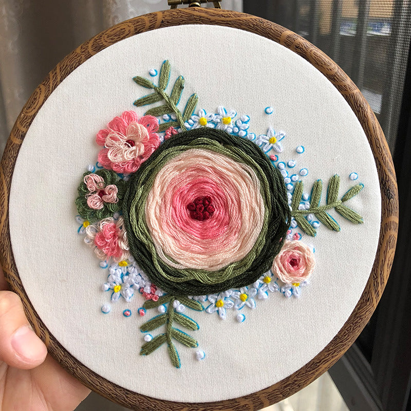 Fragrant Memory Wreath - DIY Embroidery Cross Stitch Kit with Pattern Cotton Threads Needles Hoop 30x30CM/11.81x11.81in