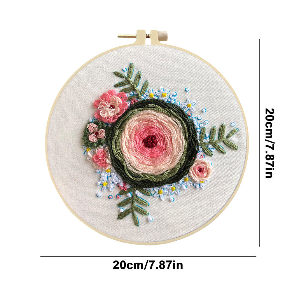 Fragrant Memory Wreath - DIY Embroidery Cross Stitch Kit with Pattern Cotton Threads Needles Hoop 30x30CM/11.81x11.81in