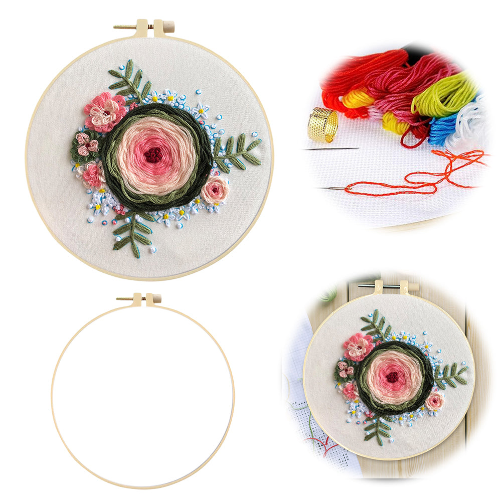 Fragrant Memory Wreath - DIY Embroidery Cross Stitch Kit with Pattern Cotton Threads Needles Hoop 30x30CM/11.81x11.81in